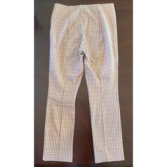 Anthropologie Essential Slim Pant Pink Tan Plaid Trouser Size 10 Career Work - Picture 4 of 14
